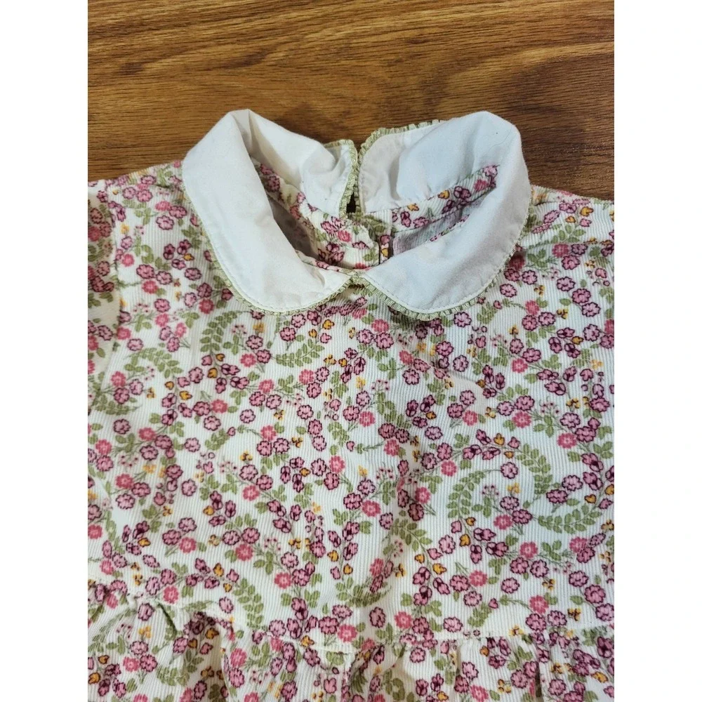 Vintage Gymboree Lightweight Corduroy Floral Romper Size 24 M